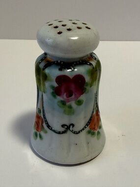Vintage Hand Painted Floral Porcelain Salt Shaker